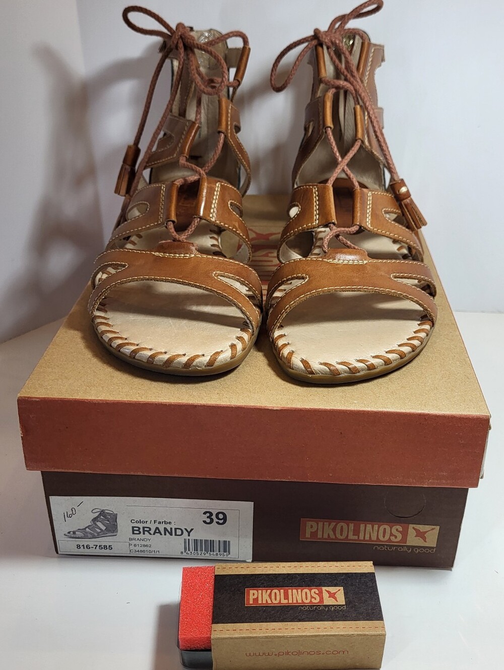 Pikolinos Leather Gladiator SANDALS Womens EU 39 US 8.5 - 9 Brandy Brown *READ - Picture 2 of 16